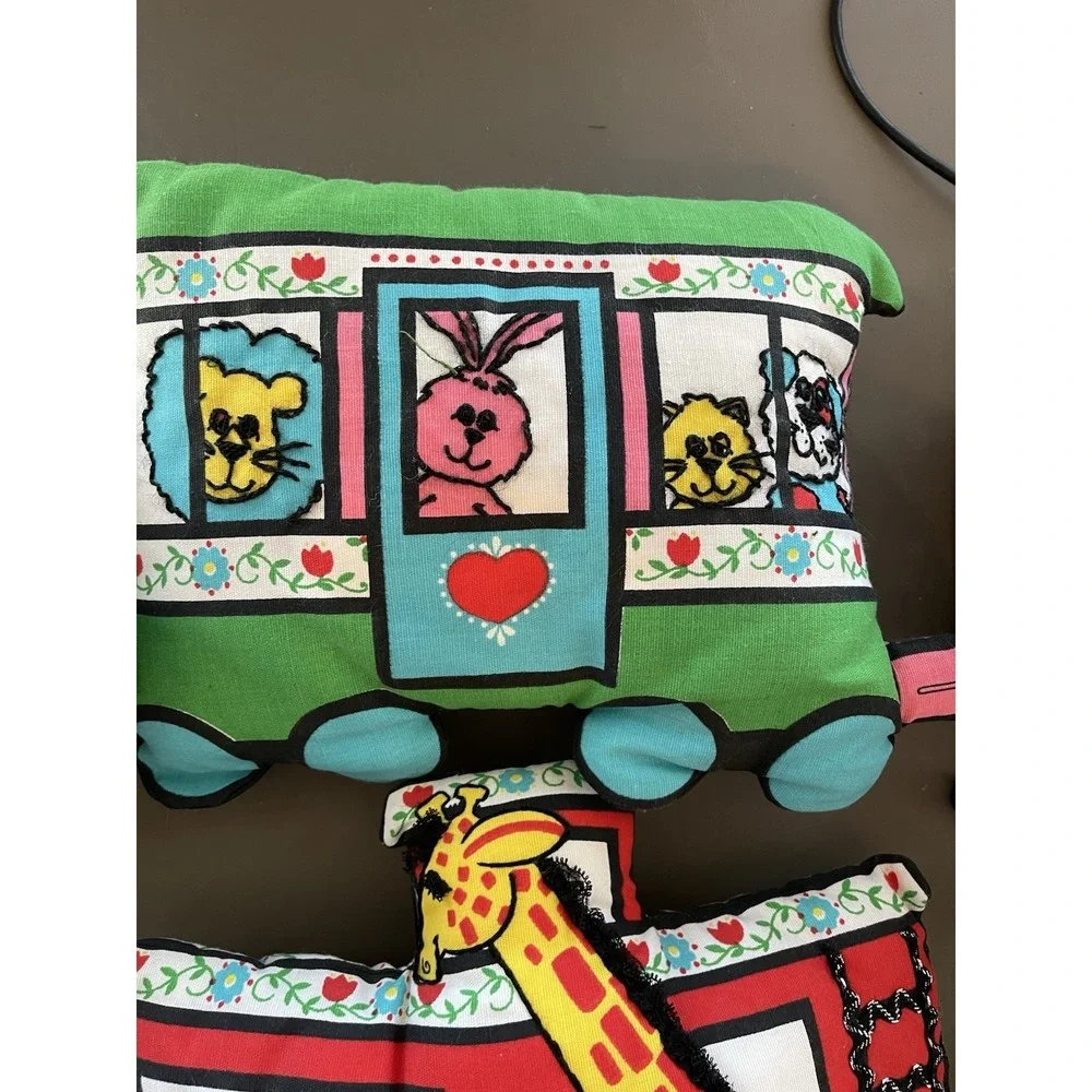 Zoo Animal Train Circus Set Pillow Fabric Spring Mills Vintage